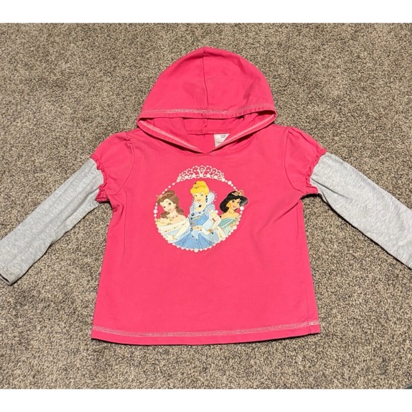 Disney Other - Disney Princess Hoodie Shirt Girls Size 4T Pink Layered Long Sleeve Belle Y2K